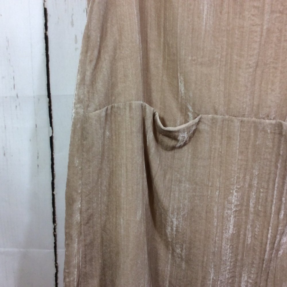 Anthropologie Floreat Crushed Champagne Velvet Shift Mini Dress Pockets Size S - Picture 8 of 16